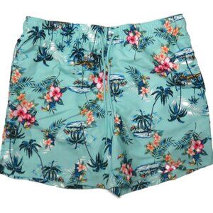 Jake Austin Board Shorts Swim Trunks Lined Mens Large Hawaiian Palm Trees Beach‎